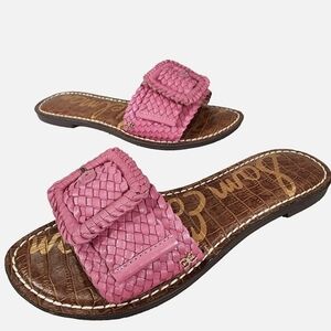 Sam Edelman Pink Woven Slide Sandals with Buckle Accent Size #8